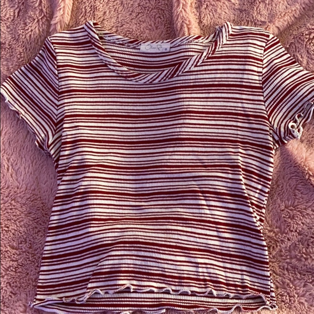 Red Striped Cropped Top